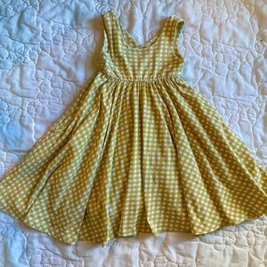 Fall Mustard Yellow Gingham Kids Dress